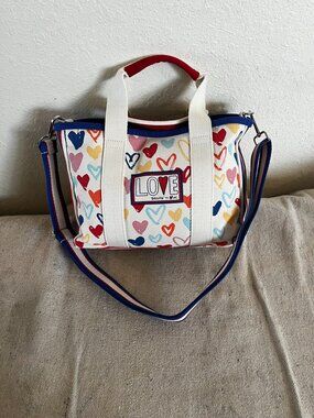 Brighton Canvas Red/White/Blue Heart/Love Tote Bag
